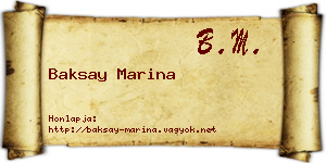 Baksay Marina névjegykártya